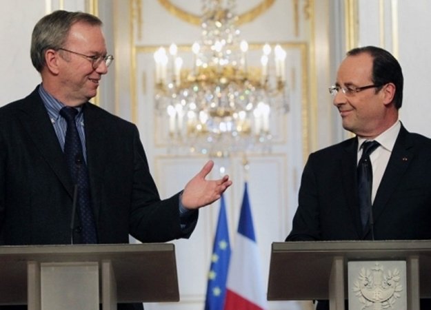 Eric Schmidt (patron de Google) et François Hollande. Crédit photo © Présidence de la République