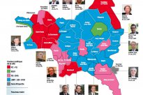 Carte post-élections 2014 de la Seine-Saint-Denis par l'UDI