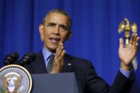 Barack Obama lors de sa conférence de presse à l'Ocde le 1er décembre 2015